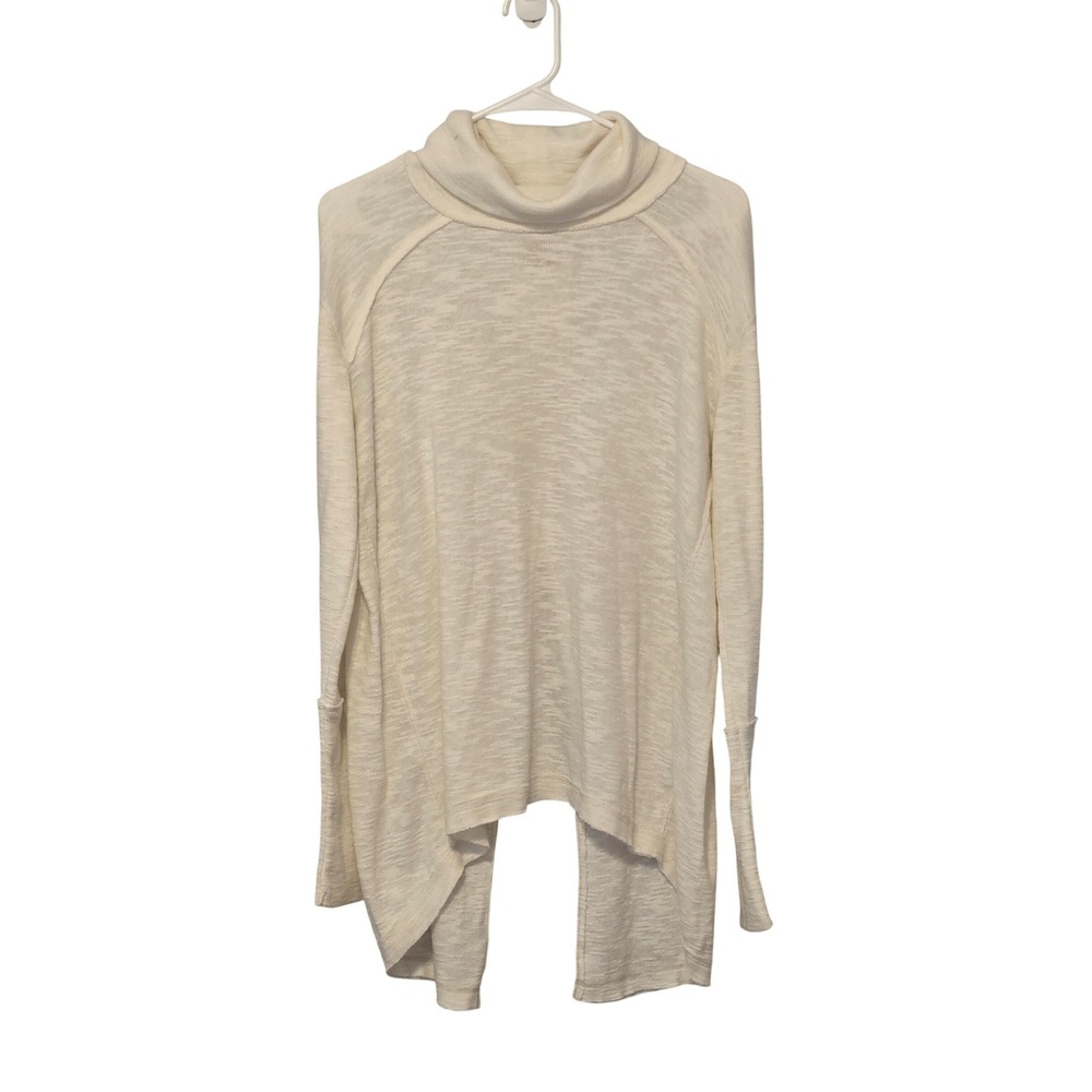 Free‎ People We The Free Cream Cowl Neck Slit Back High Low Top